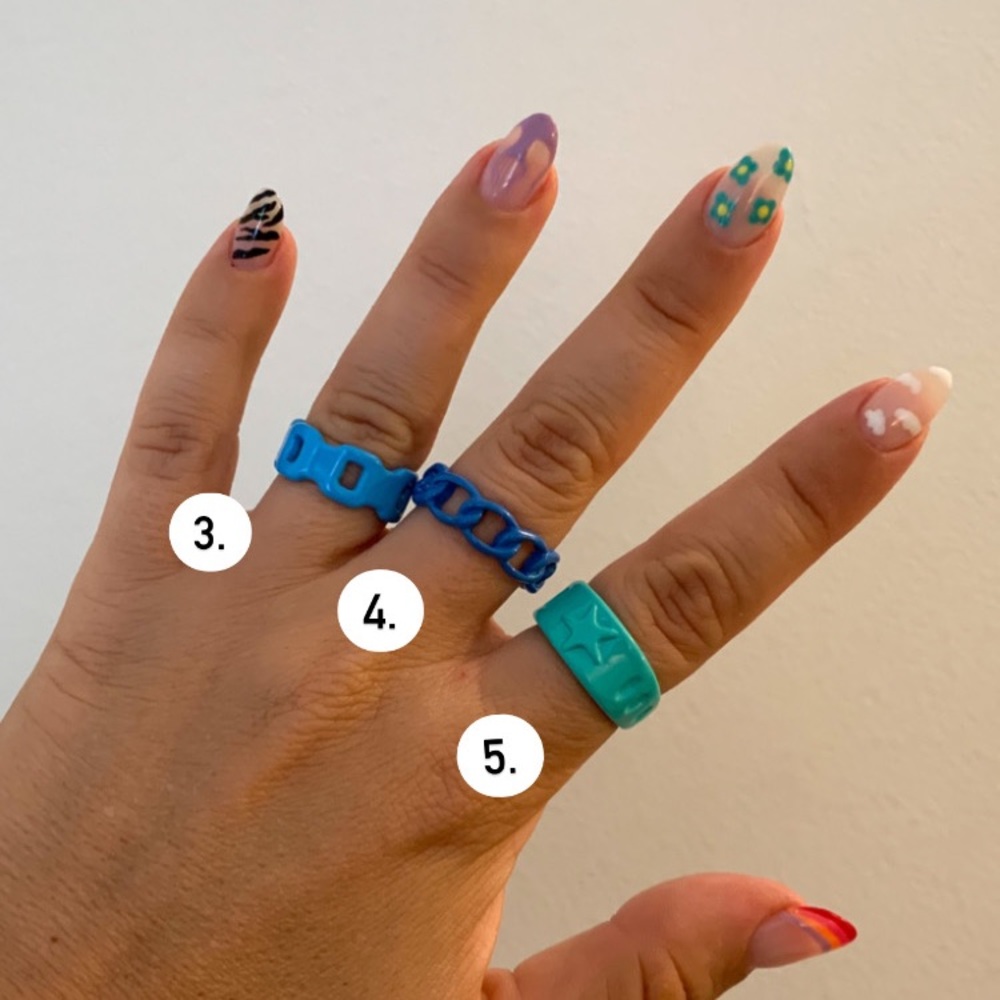 Stackable Retro Style Neon Enamel Rings - Picture 6 of 8